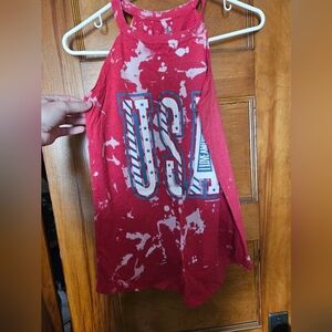 USA Graphic Halter Tank Top - Red